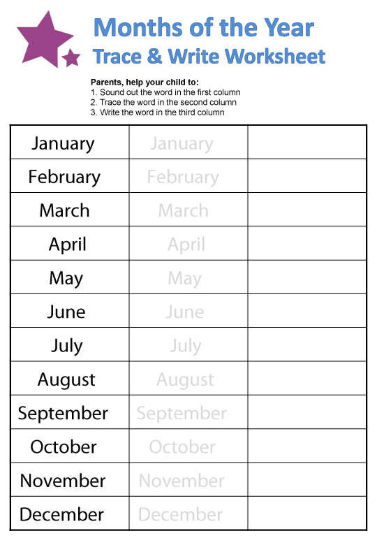 Months Of The Year Worksheets Guruparents