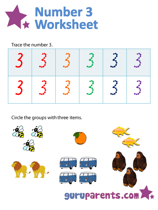 Number 3 Worksheets Guruparents