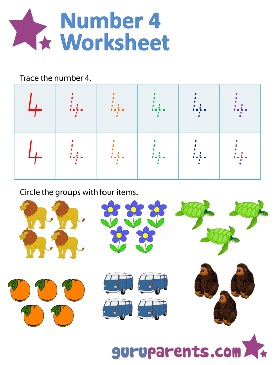 Number 4 Math Worksheet For Preschool