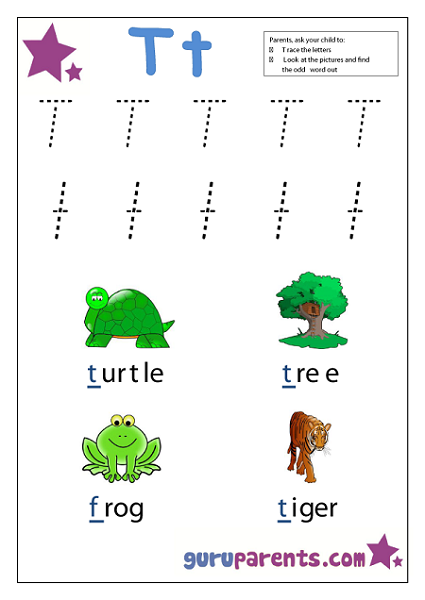 Letter T Worksheets Guruparents