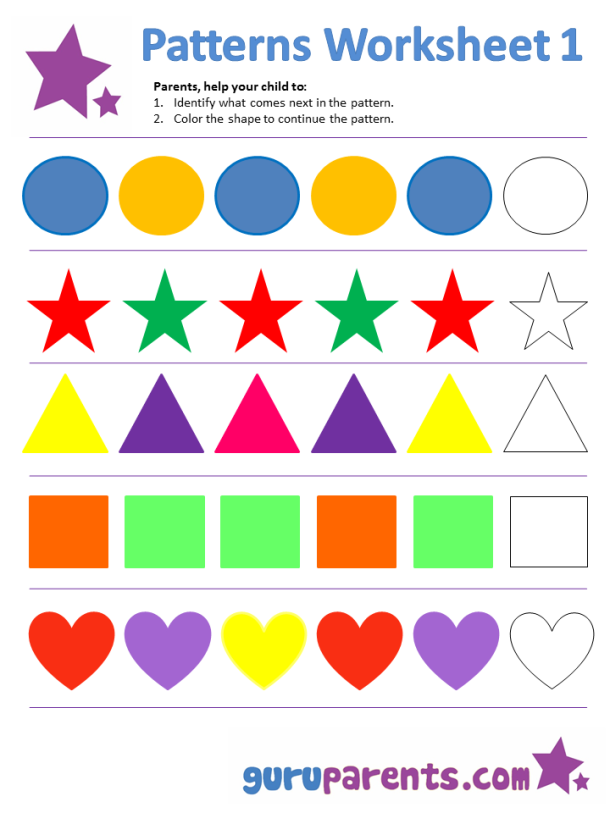 Pattern Worksheets guruparents